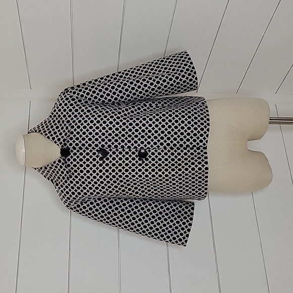 60s Retro Style NOTATIONS medium black with white circles jacket - Picture 1 of 5